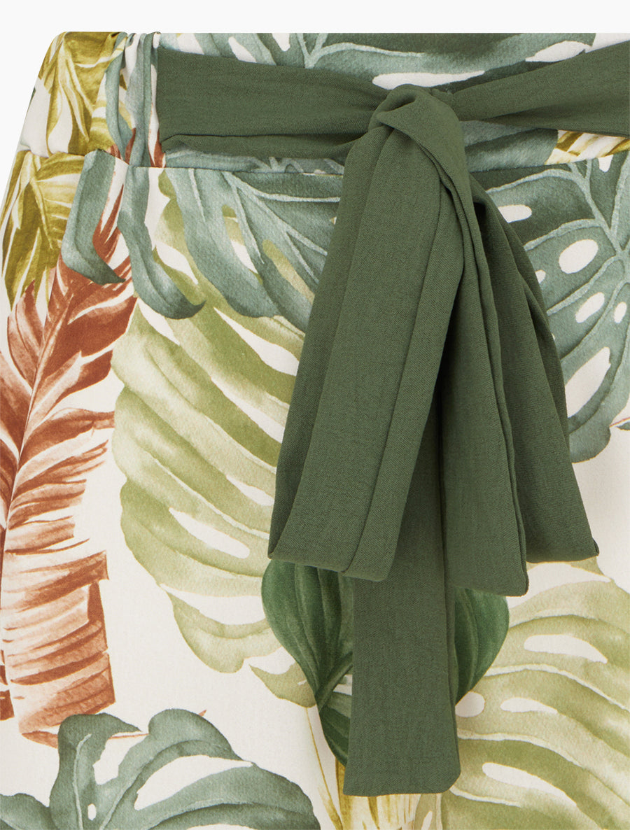 Pantalon ample imprimé tropical - Kaki - 3