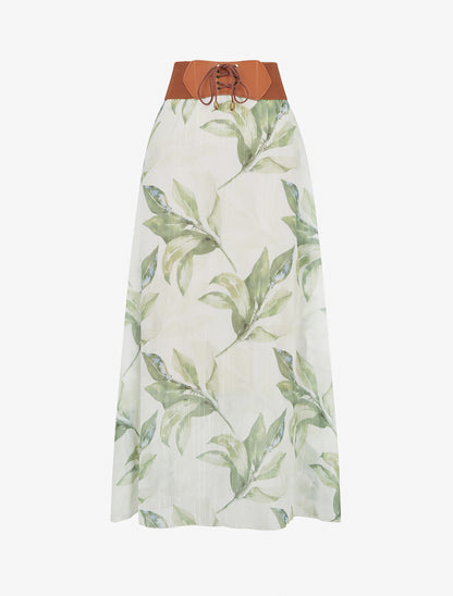 Jupe longue imprimé floral - Vert - 1