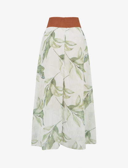 Jupe longue imprimé floral - Vert - 2