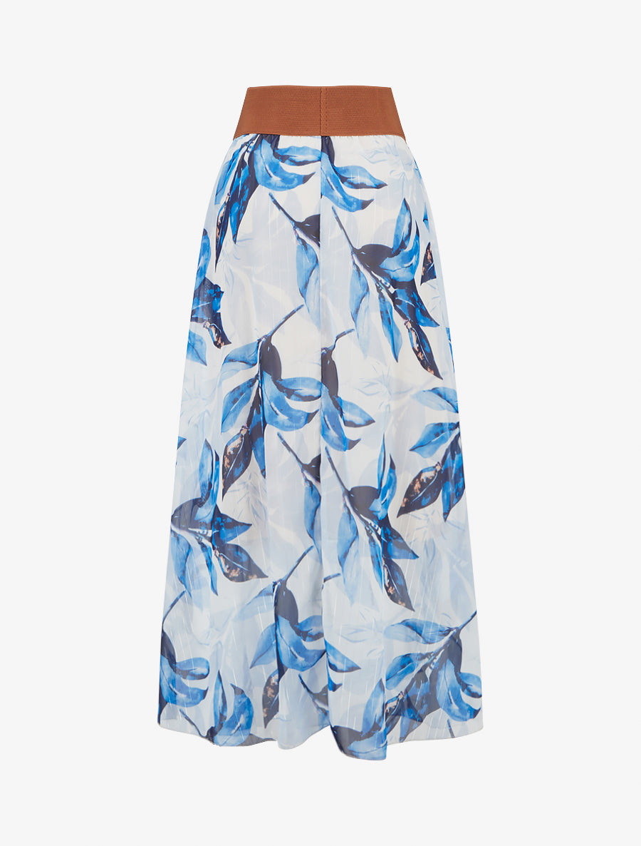 Jupe longue imprimé floral - Marine - 2