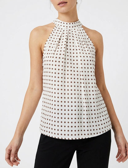 Top senza maniche a pois - Beige