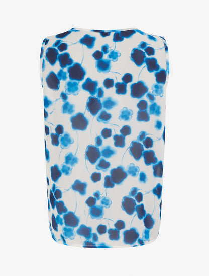 Top en voile imprimé tacheté - Bleu - 2