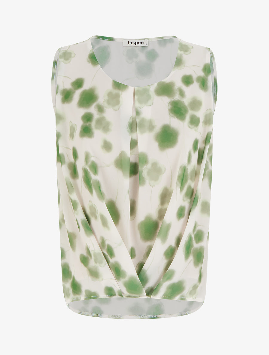 Top en voile imprimé tacheté - Vert - 1