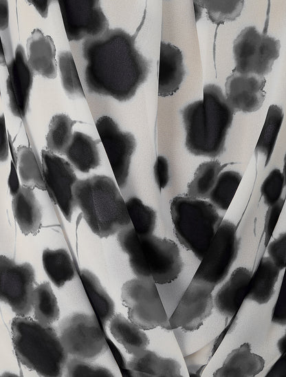 Top en voile imprimé tacheté - Noir - 3