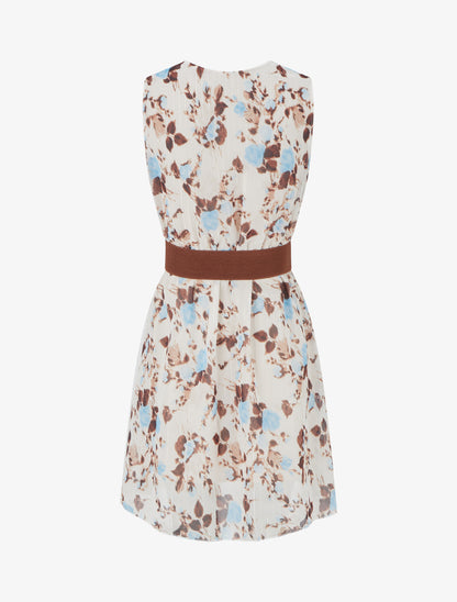 Robe imprimé fleuri à rayures irisés - Bleu ciel - 2