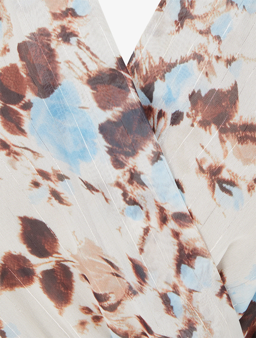 Robe imprimé fleuri à rayures irisés - Bleu ciel - 3
