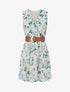 Robe imprimé fleuri à rayures irisés - Vert sapin - 1