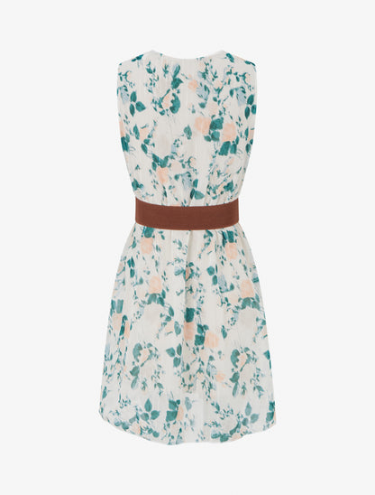 Robe imprimé fleuri à rayures irisés - Vert sapin - 2
