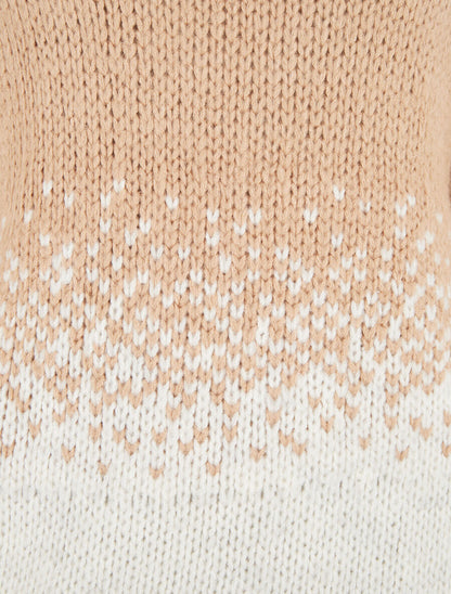 Pull en maille bicolore - Beige - 3