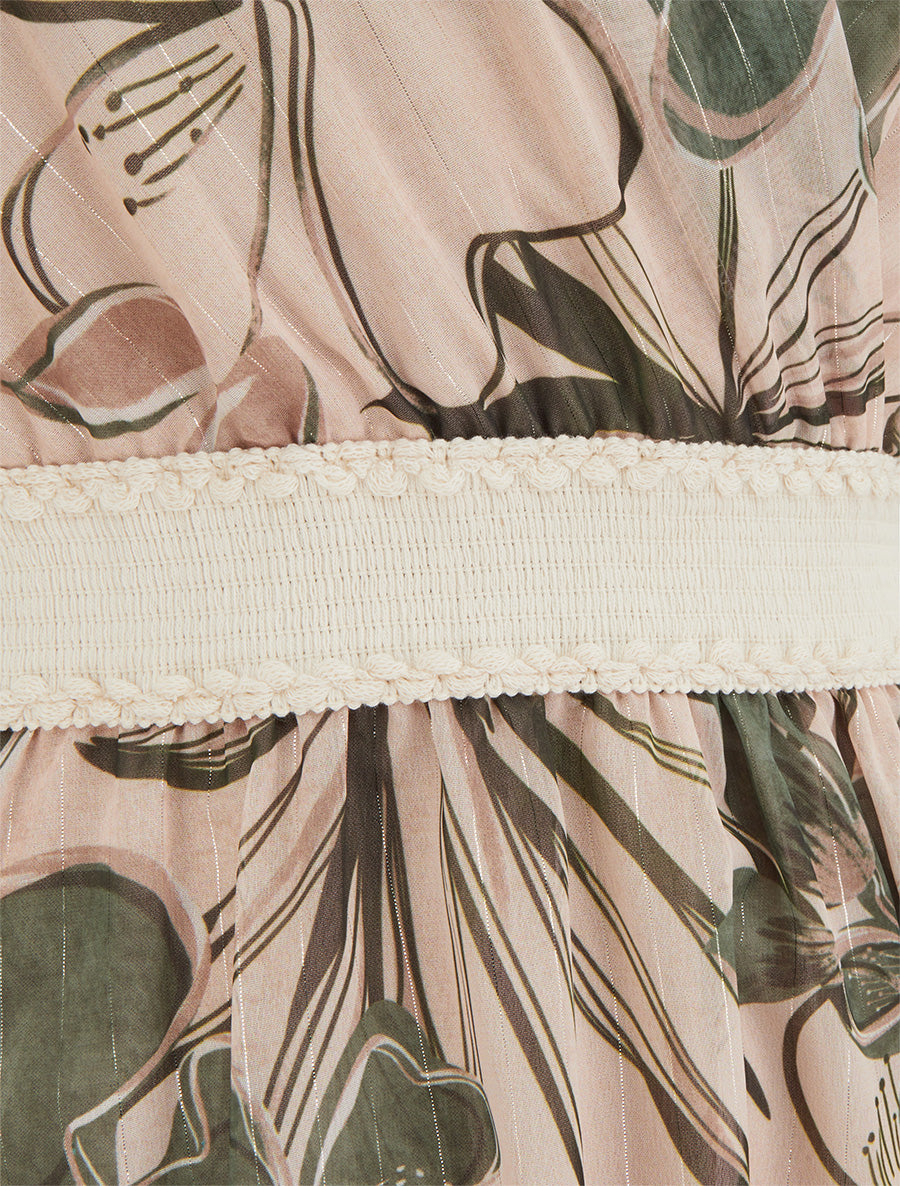 Robe patineuse sans manches imprimé fleuri - Kaki - 3