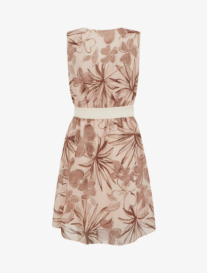 Robe patineuse sans manches imprimé fleuri - Marron - 2