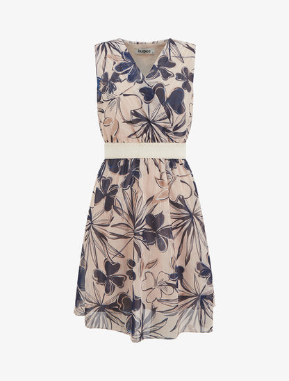 Robe patineuse sans manches imprimé fleuri - Marine - 1