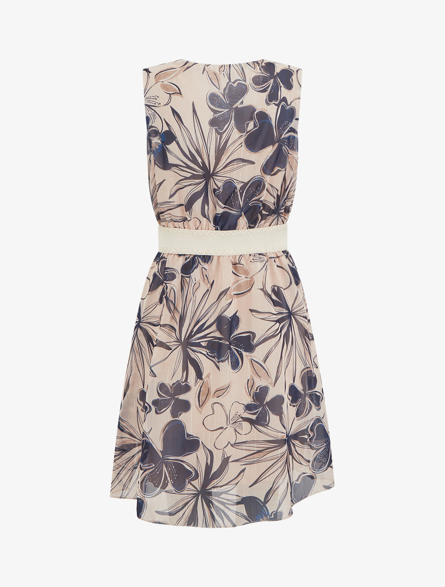 Robe patineuse sans manches imprimé fleuri - Marine - 2