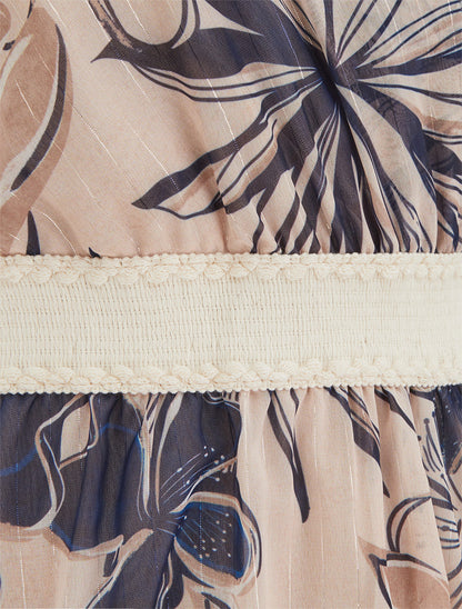 Robe patineuse sans manches imprimé fleuri - Marine - 3