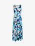 Robe imprimé abstrait à taille élastiquée - Marine - 1