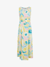 Robe imprimé abstrait à taille élastiquée - Jaune - 1