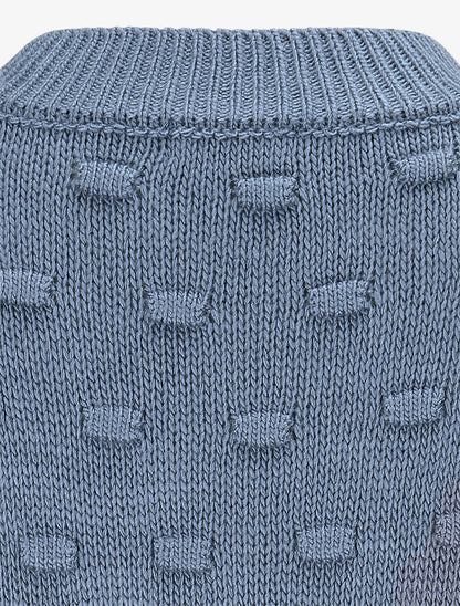 Pull en maille à rectangles en relief - Bleu charrette - 3