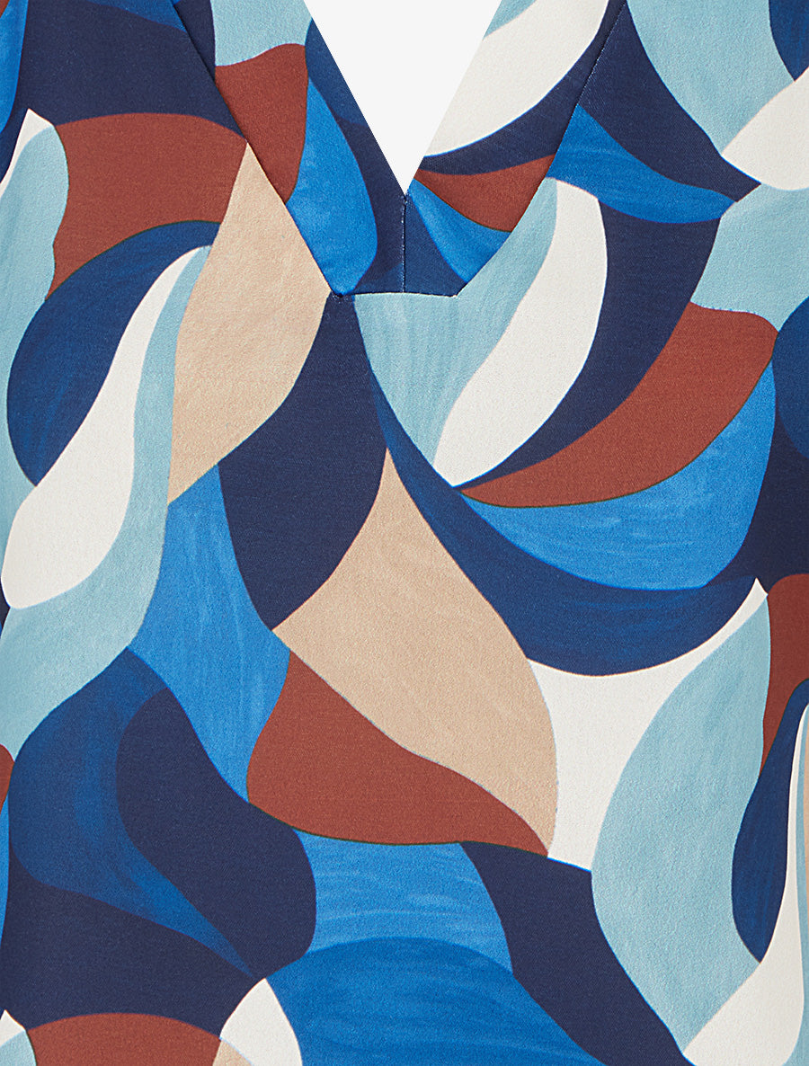 Top imprimé abstrait à manches courtes - Bleu - 3