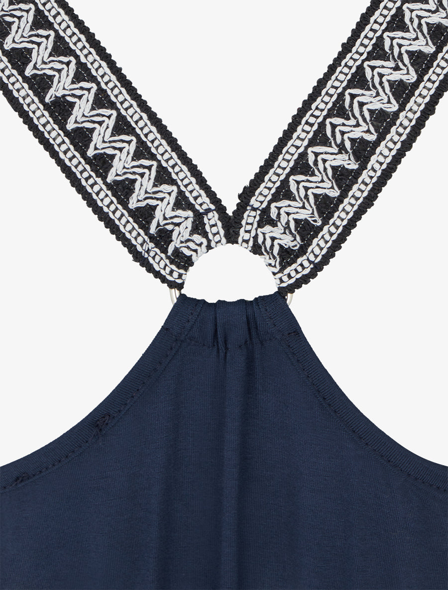 Robe longue imprimé fantaisie - Marine - 3