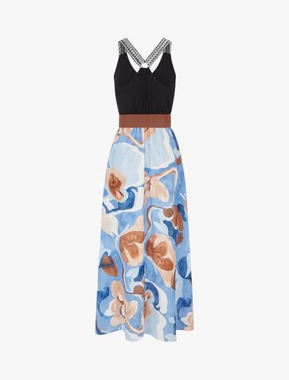 Robe longue imprimé fantaisie - Bleu ciel - 2