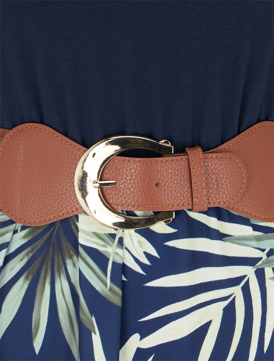 Robe longue imprimé feuillage - Vert - 3