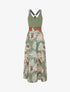Robe longue imprimé feuillage - Kaki - 1