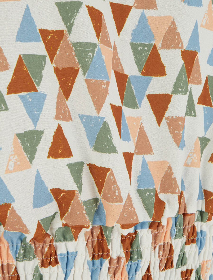 Top coupe boule imprimé triangles - Camel - 3