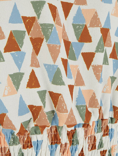Top coupe boule imprimé triangles - Camel - 3