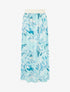 Jupe élastiquée à imprimé feuillage - Turquoise - 1