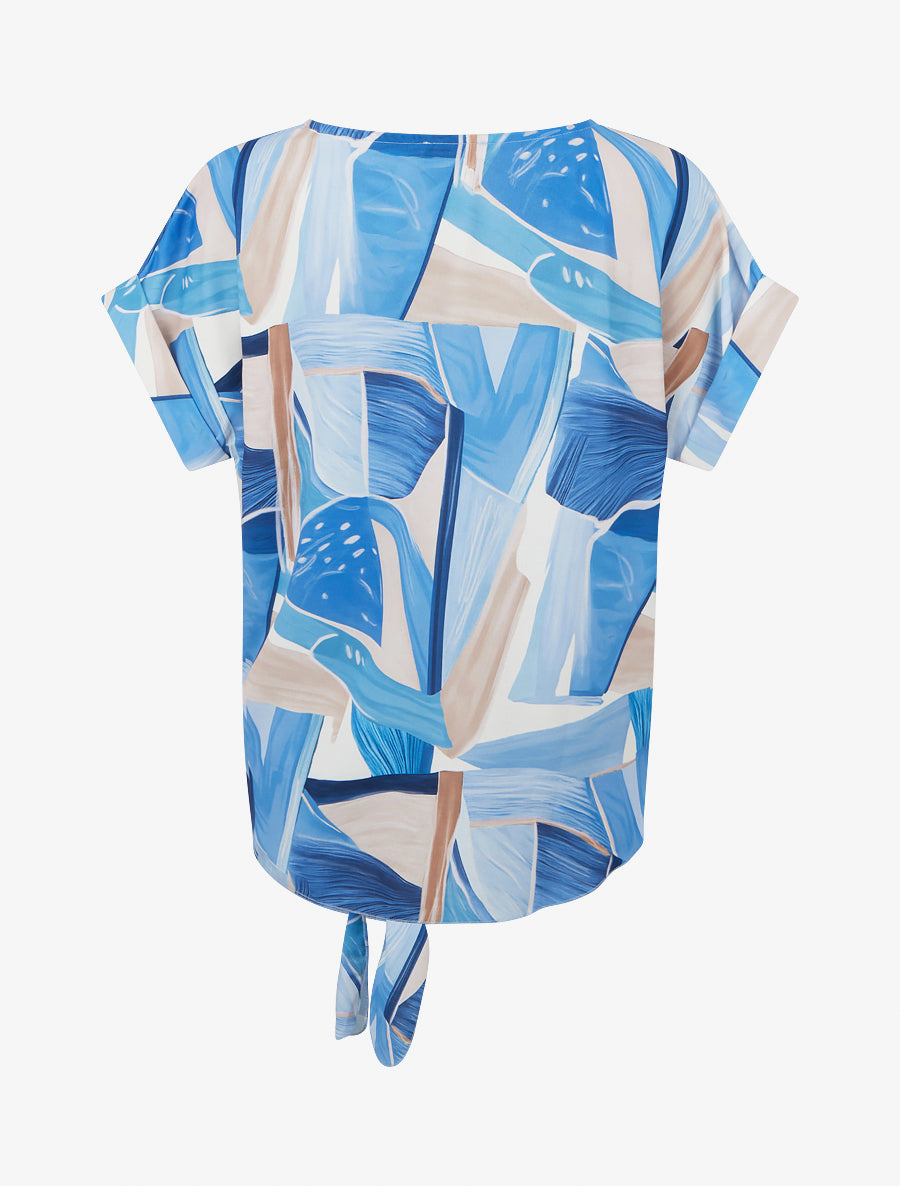 Top à nouer imprimé abstrait - Bleu - 2