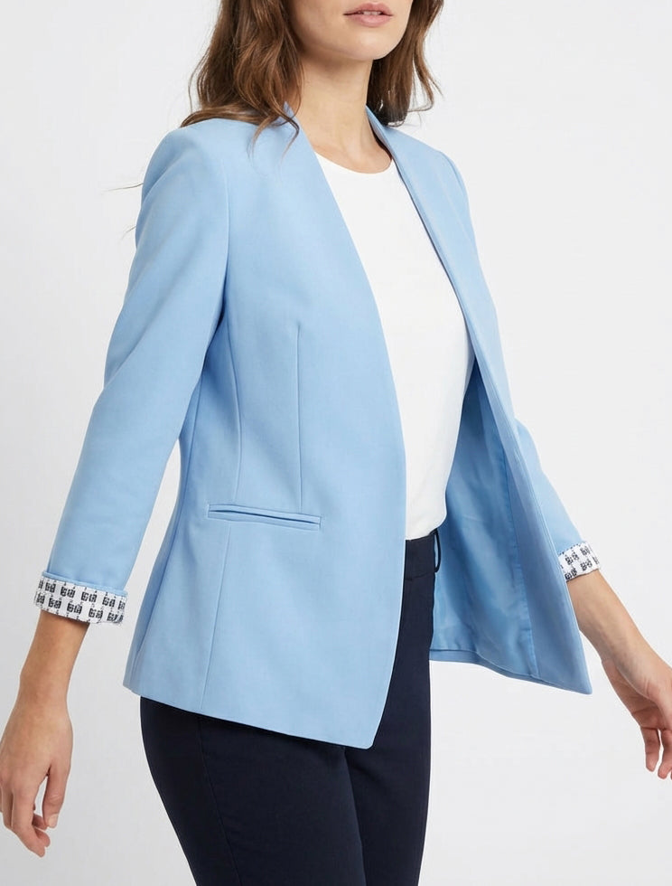 Giacca dritta con spalline - Azzurro cielo