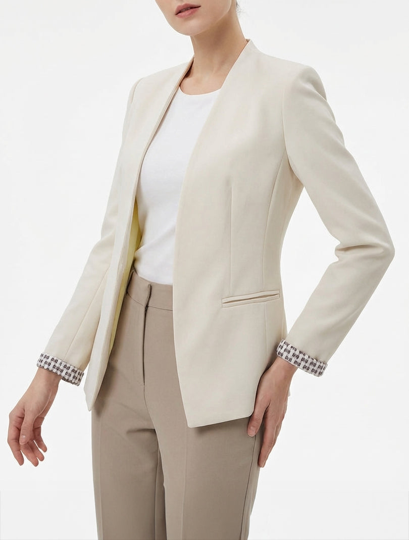 Giacca dritta con spalline - Beige chiaro