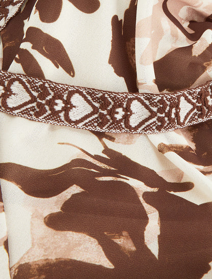 Caraco imprimé fleurs abstraites - Marron - 3