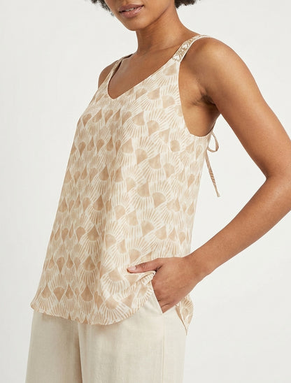 Caraco stampato grafico stilizzato - Beige