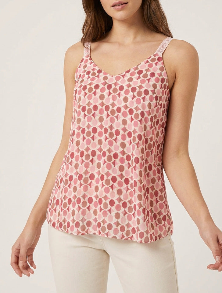 Top a pois stilizzati - Rosa