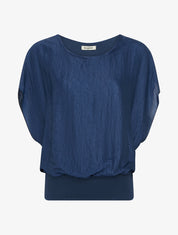 Top boule en tissu texturé - Bleu foncé - 1