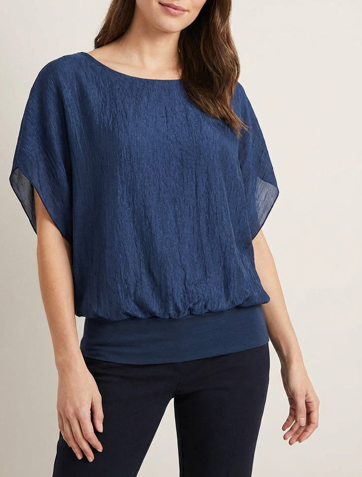 Top in tessuto strutturato - Blu scuro