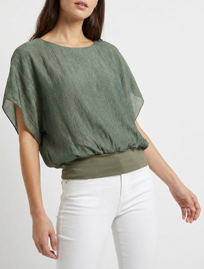 Top in tessuto strutturato - Cachi