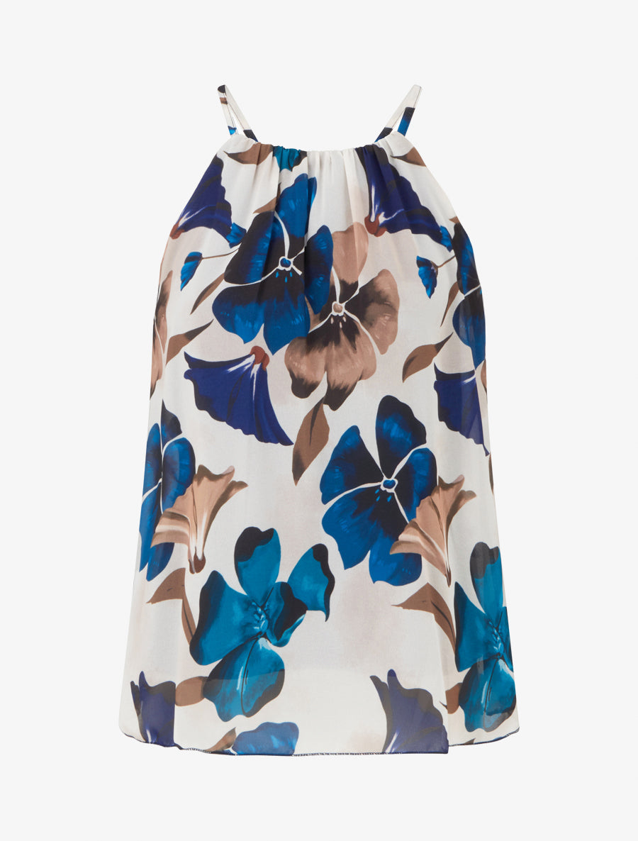 Top fluide imprimé floral - Marine - 1