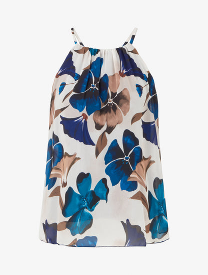 Top fluide imprimé floral - Marine - 1