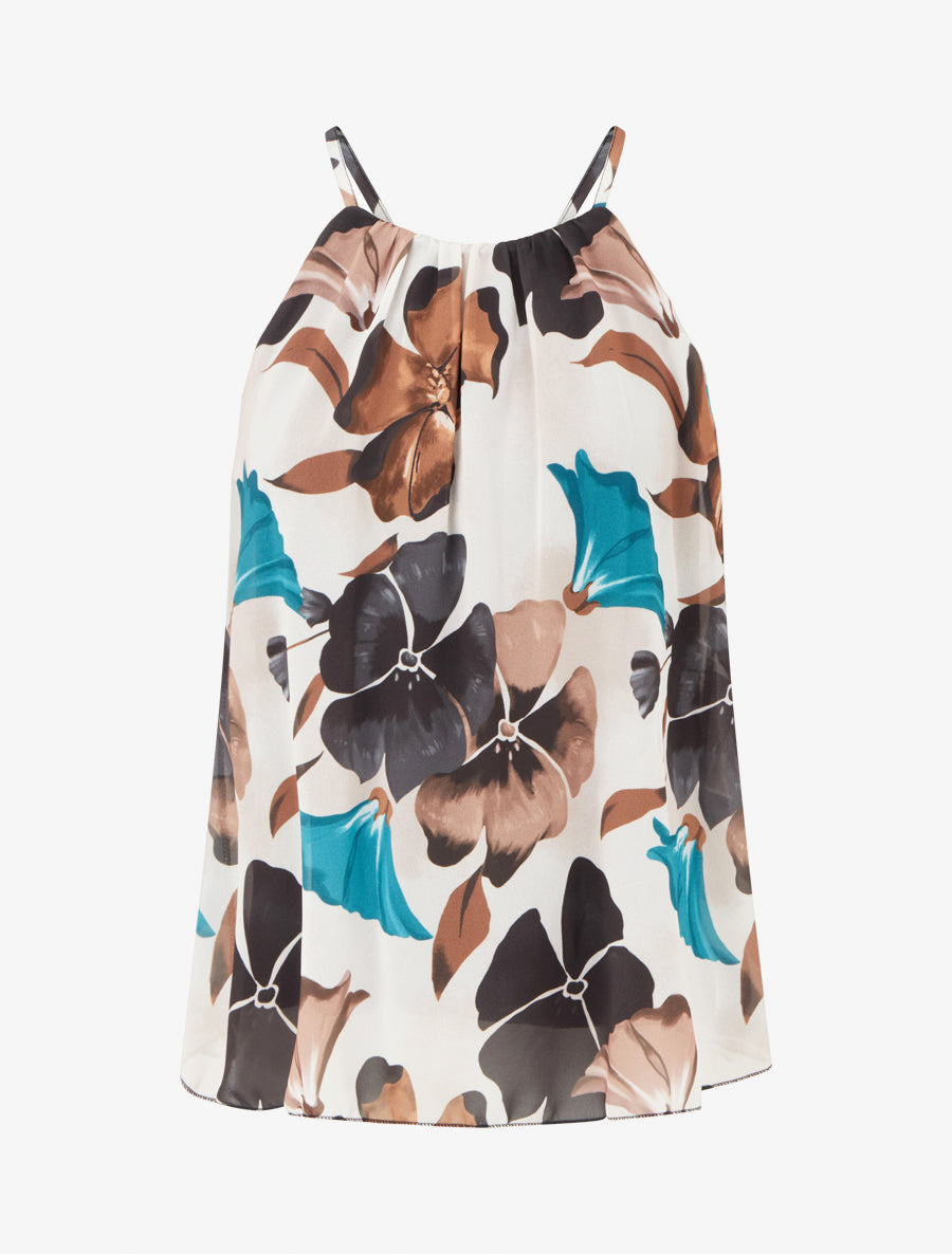 Top fluide imprimé floral - Noir - 1