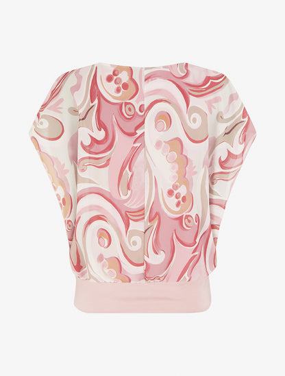 Top droit manches courtes imprimé arabesque - Rose - 2