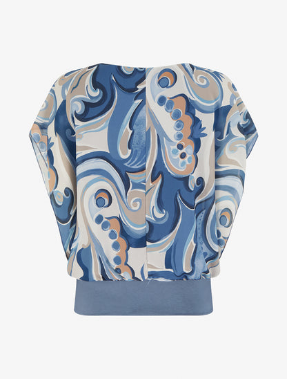 Top droit manches courtes imprimé arabesque - Bleu foncé - 2