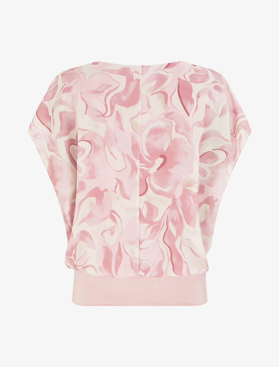 Top droit manches courtes imprimé floral - Rose - 2