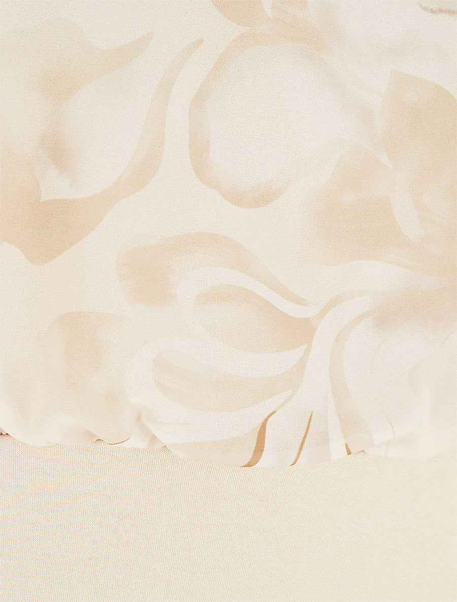 Top droit manches courtes imprimé floral - Beige - 3