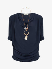 Top fluide à col bénitier - Marine - 1