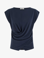 Top ajusté sans manches effet drapé - Marine - 1