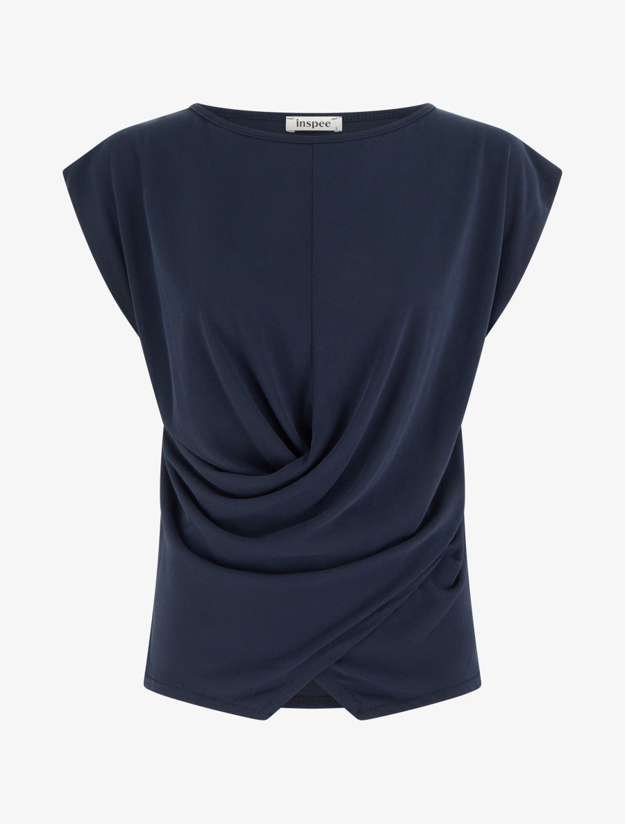 Top ajusté sans manches effet drapé - Marine - 1