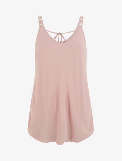 Caraco en voile à bretelles motif coeur - Rose - 1