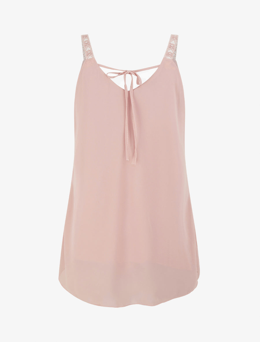 Caraco en voile à bretelles motif coeur - Rose - 2